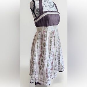 Anthropologie Floreat Brown Motif Cottage Core embroidered halter dress Boho 0